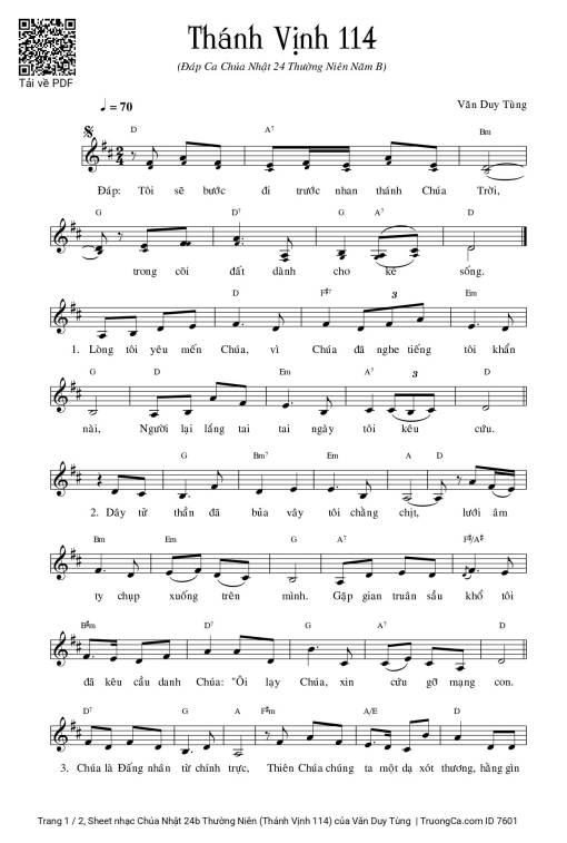 Thánh Vịnh 114, Chúa Nhật 24b Thường Niên
