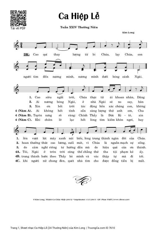 Sheet PDF of Ca Hiệp Lễ (24 Thường Niên)