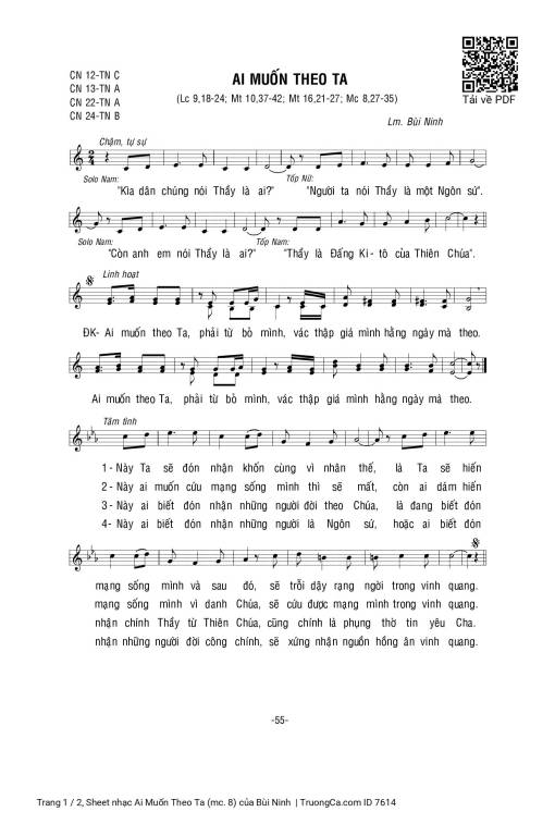 Sheet PDF of Ai Muốn Theo Ta (mc. 8)