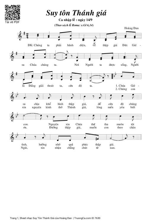 Sheet PDF of Suy Tôn Thánh Giá