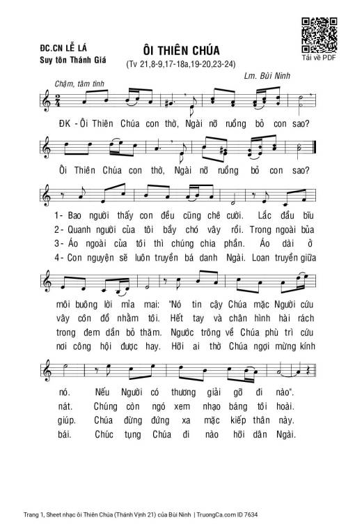 Sheet PDF of Thánh Vịnh 21, Ôi Thiên Chúa