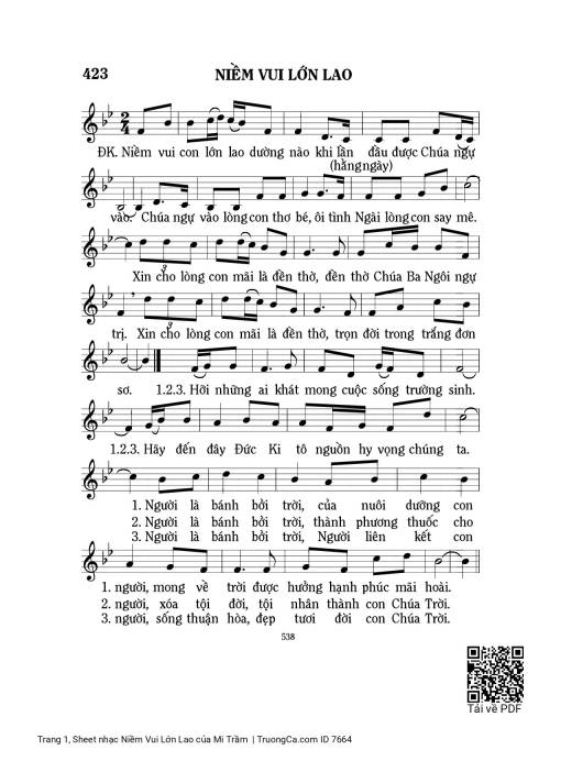 Sheet PDF of Niềm Vui Lớn Lao
