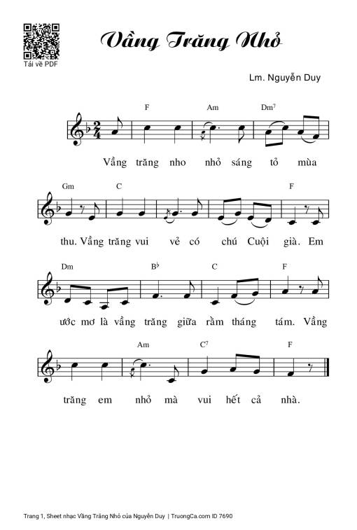 Sheet PDF of Vầng Trăng Nhỏ