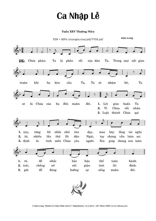 Ca Nhập Lễ 25 Thường Niên