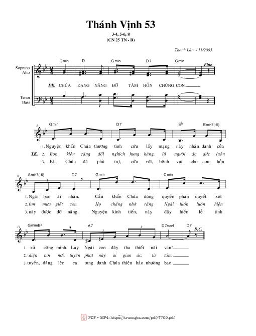 Sheet PDF of Chúa Nhật 25b Thường (Thánh Vịnh 53)
