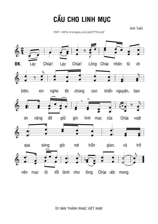Sheet PDF of Cầu Cho Linh Mục