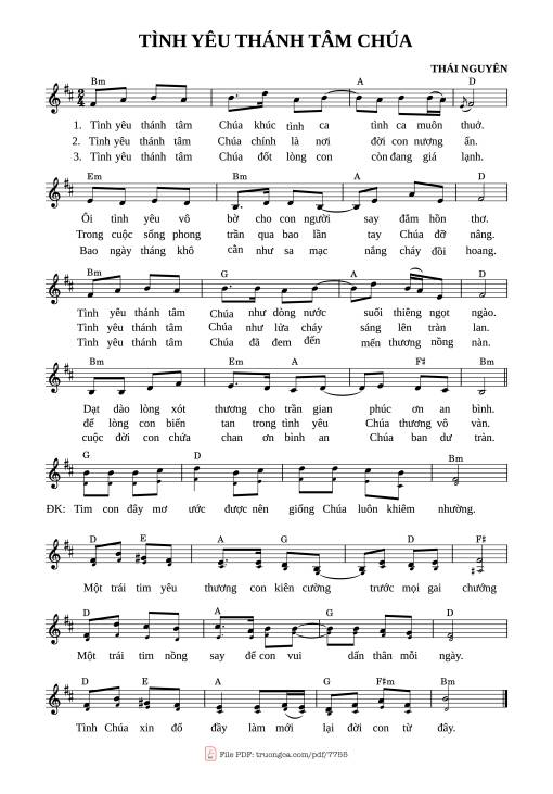 Sheet PDF of Tình Yêu Thánh Tâm Chúa