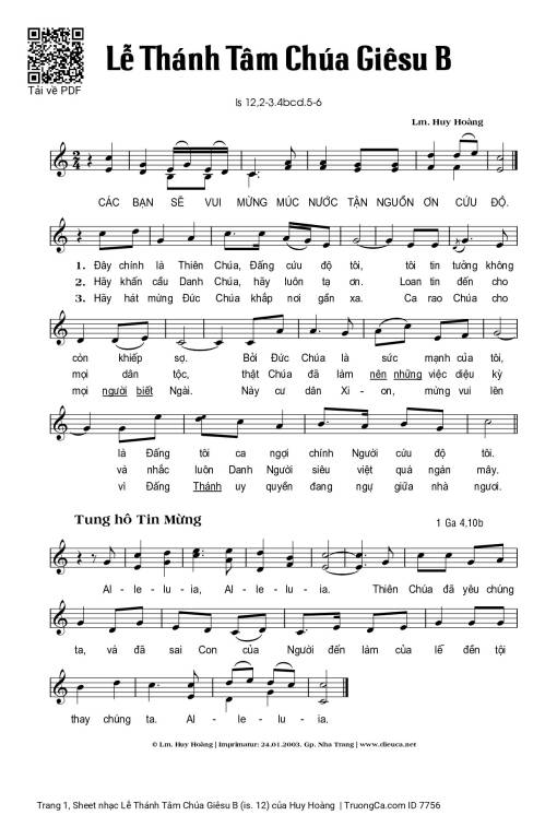 Sheet PDF of Lễ Thánh Tâm Chúa Giêsu B (is. 12)