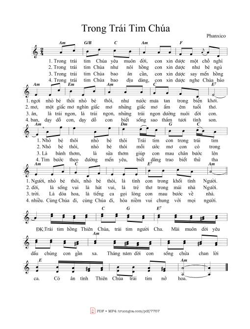 Sheet PDF of Trong Trái Tim Chúa