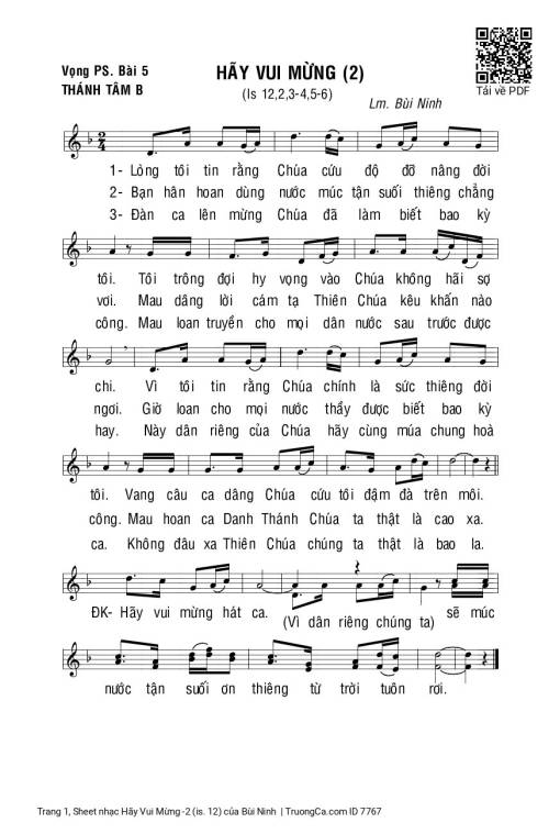 Sheet PDF of Hãy Vui Mừng -2 (is. 12)