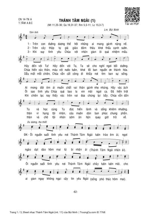 Sheet PDF of Thánh Tâm Ngài (mt. 11)