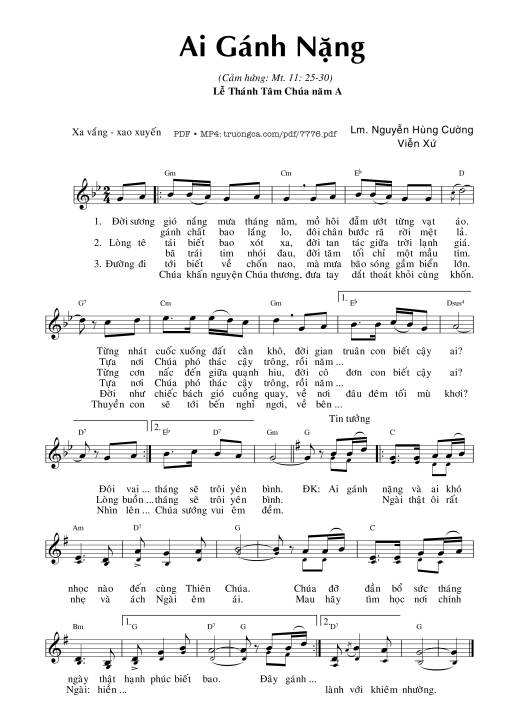 Sheet PDF of Ai Gánh Nặng (mt. 11)