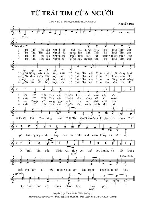 Sheet PDF of Từ Trái Tim Của Người