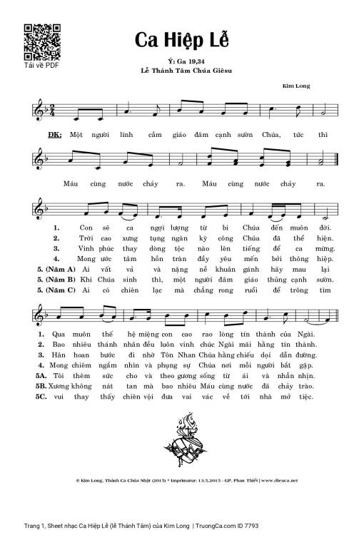 Sheet PDF of Ca Hiệp Lễ (lễ Thánh Tâm)