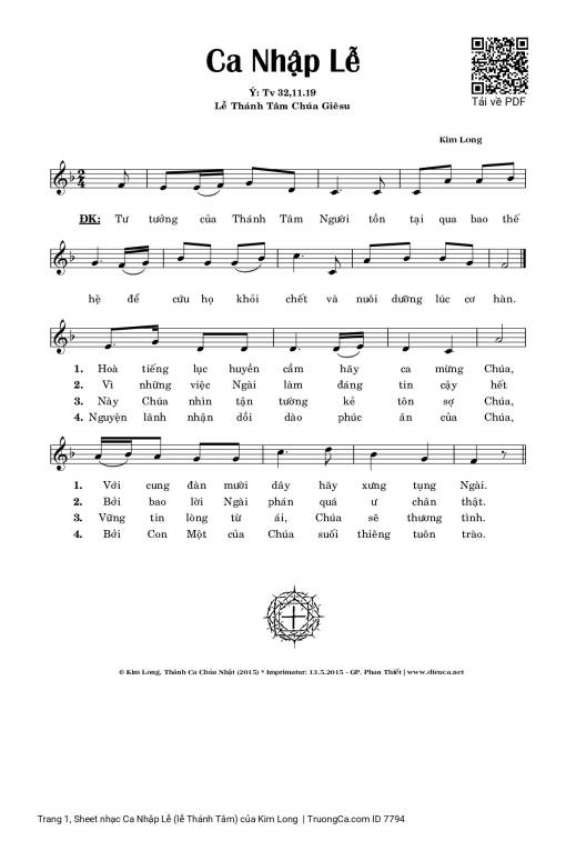 Sheet PDF of Ca Nhập Lễ (lễ Thánh Tâm)