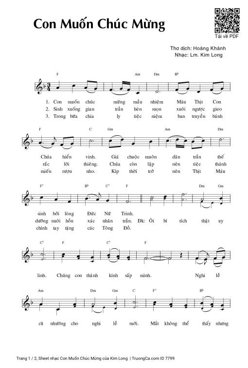 Sheet PDF of Con Muốn Chúc Mừng