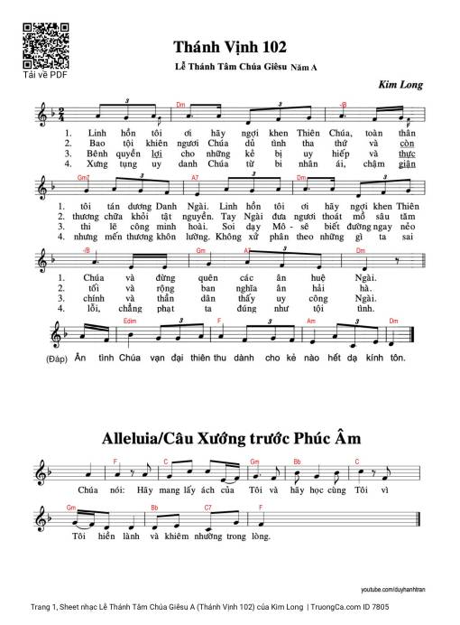 Sheet PDF of Lễ Thánh Tâm Chúa Giêsu A (Thánh Vịnh 102)