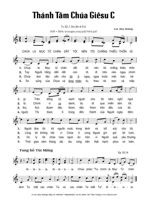Sheet PDF of Thánh Tâm Chúa Giêsu C (Thánh Vịnh 22)