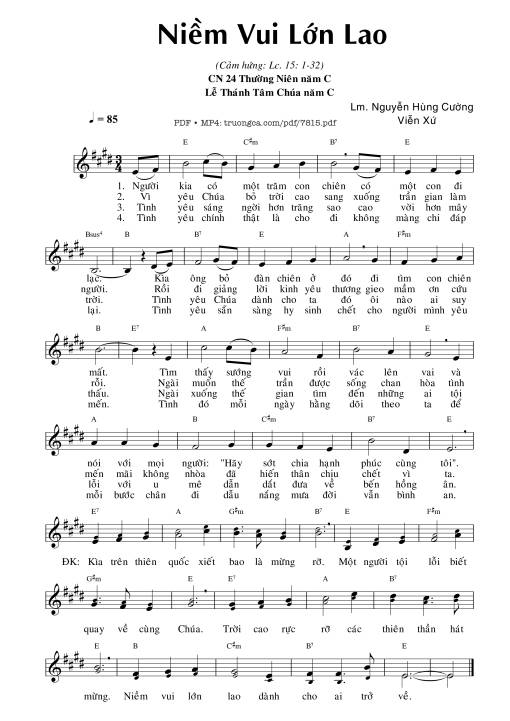 Sheet PDF of Niềm Vui Lớn Lao (lc. 15)