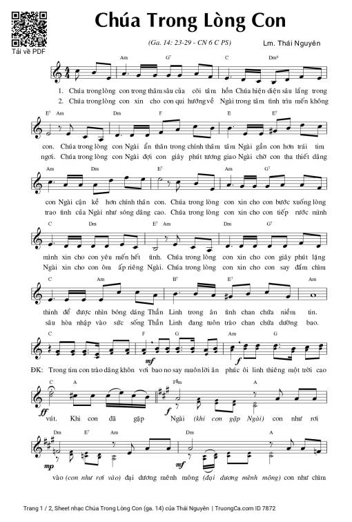 Sheet PDF of Chúa Trong Lòng Con (ga. 14)
