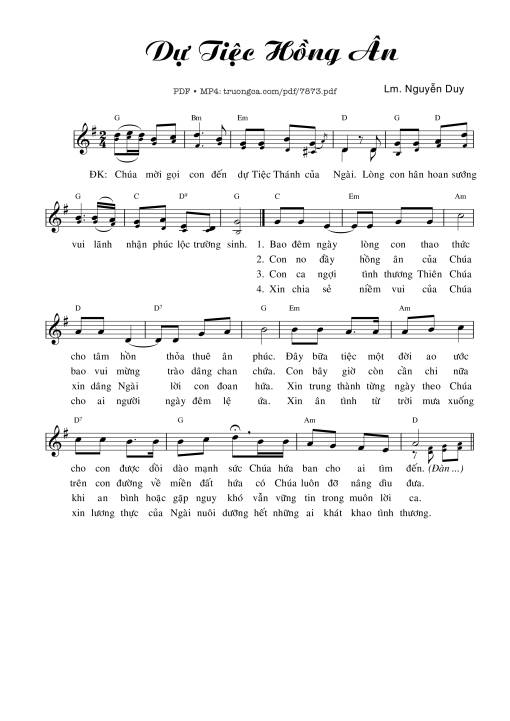 Sheet PDF of Dự Tiệc Hồng ân