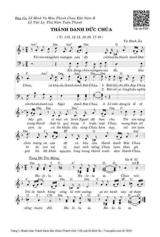 Thánh Danh đức Chúa (Thánh Vịnh 115)