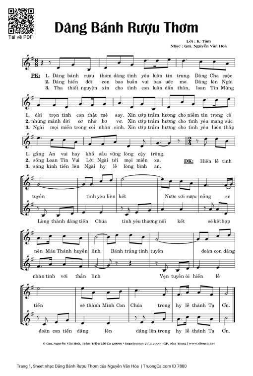 Sheet PDF of Dâng Bánh Rượu Thơm