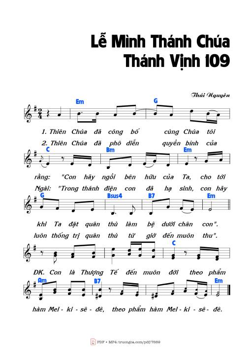 Sheet PDF of Lễ Mình Thánh Chúa (Thánh Vịnh 109)