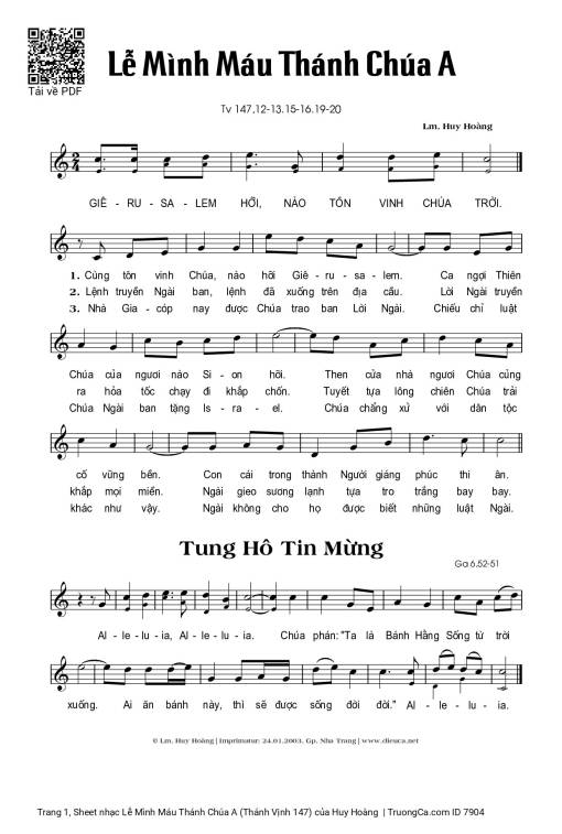 Lễ Mình Máu Thánh Chúa A (Thánh Vịnh 147)