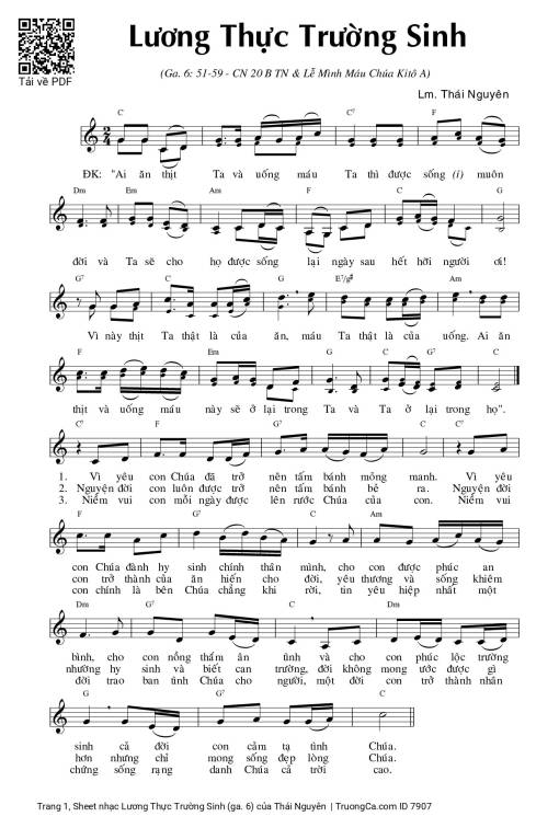 Sheet PDF of Lương Thực Trường Sinh (ga. 6)