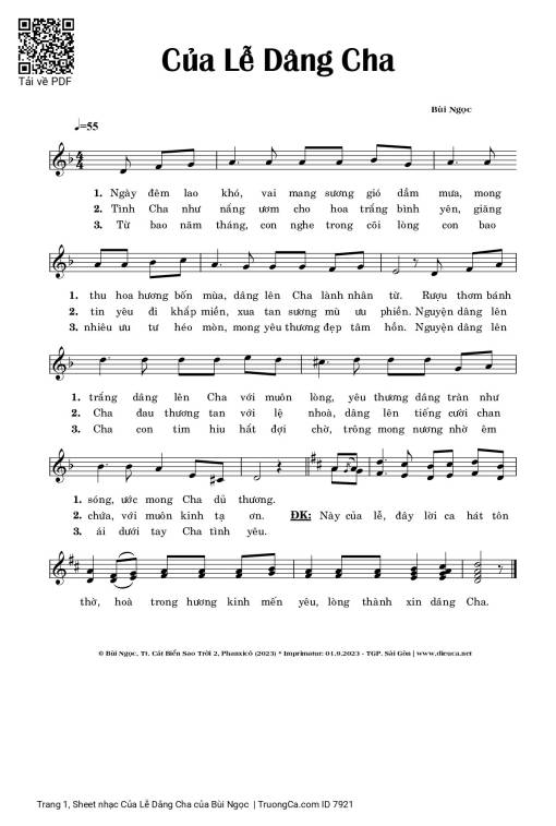 Sheet PDF of Của Lễ Dâng Cha