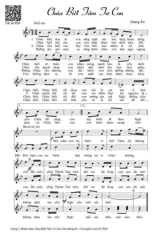 Sheet PDF of Chúa Biết Tâm Tư Con
