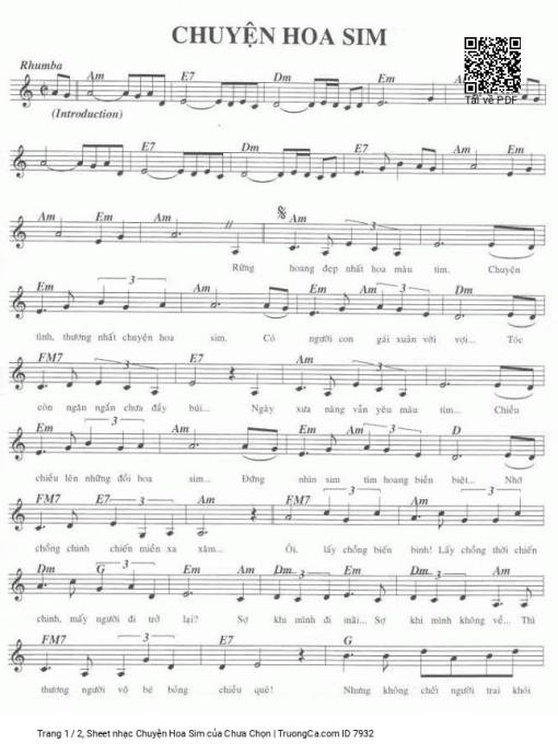 Sheet PDF of Chuyện Hoa Sim