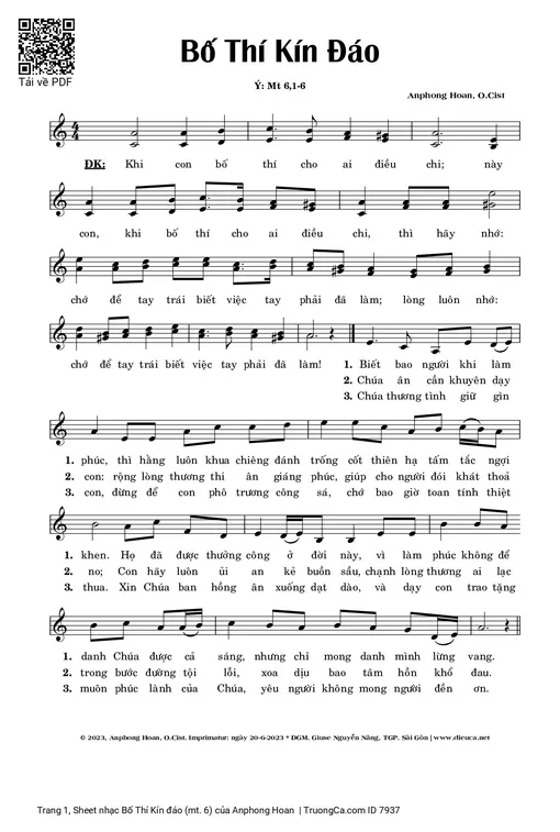 Bố Thí Kín đáo (mt. 6)