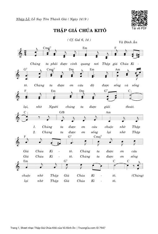 Sheet PDF of Thập Giá Chúa Kitô