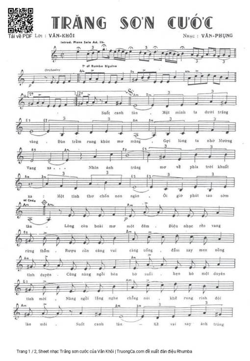 Sheet PDF of Trăng sơn cước