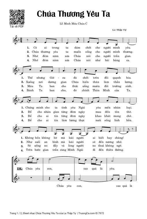 Sheet PDF of Chúa Thương Yêu Ta