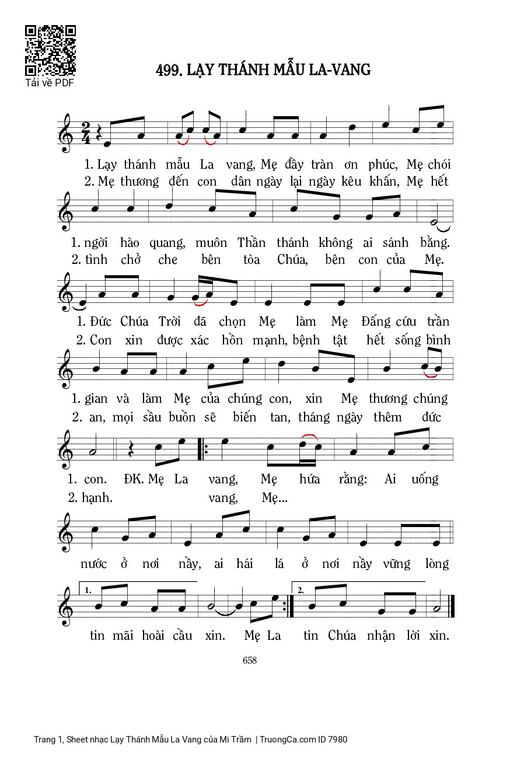 Sheet PDF of Lạy Thánh Mẫu La Vang