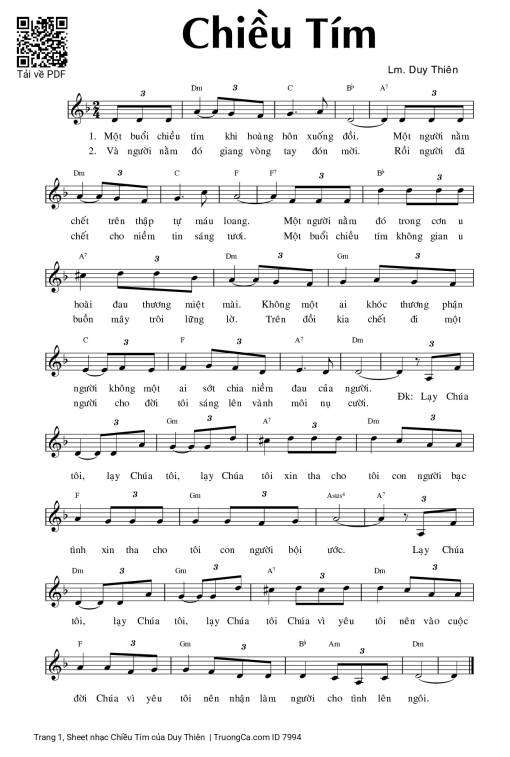 Sheet PDF of Chiều Tím - Duy Thiên