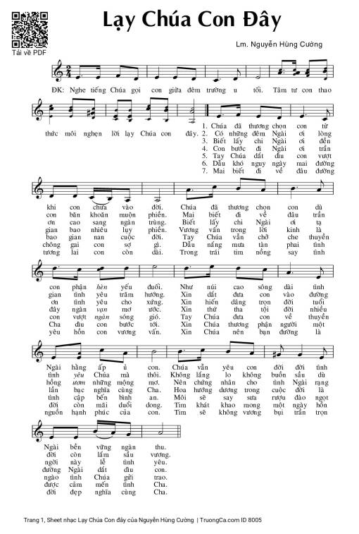 Sheet PDF of Lạy Chúa Con đây