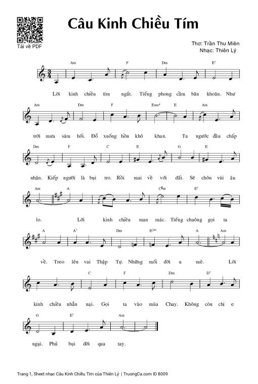 Sheet PDF of Câu Kinh Chiều Tím