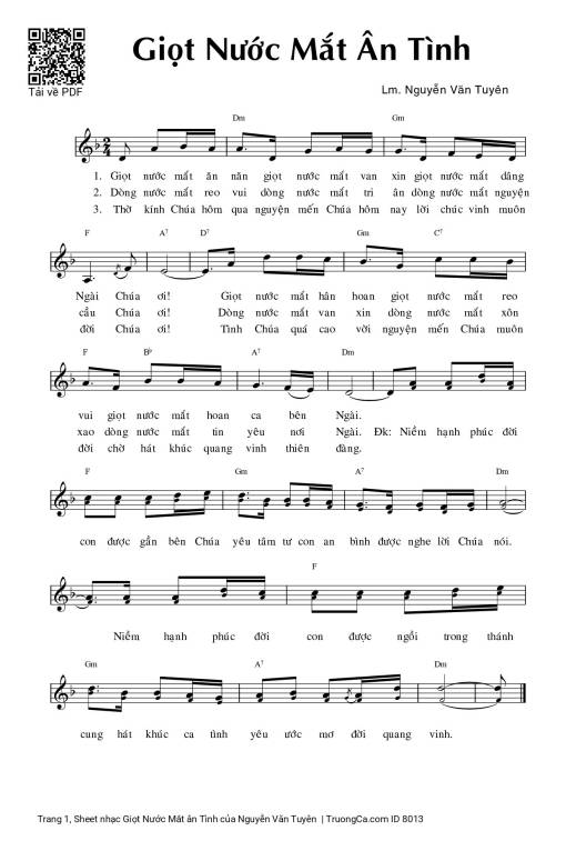 Sheet PDF of Giọt Nước Mắt ân Tình