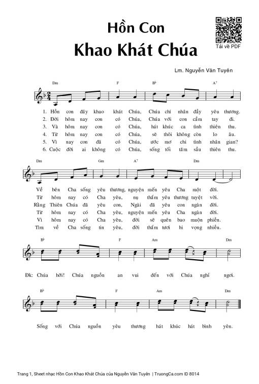 Sheet PDF of Hồn Con Khao Khát Chúa