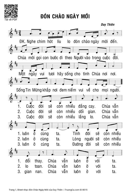 Sheet PDF of đón Chào Ngày Mới