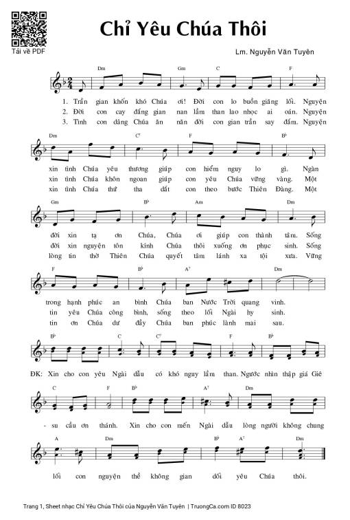 Sheet PDF of Chỉ Yêu Chúa Thôi