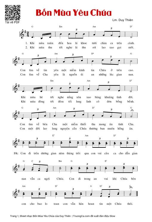 Sheet PDF of Bốn Mùa Yêu Chúa