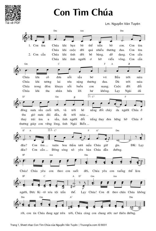 Sheet PDF of Con Tìm Chúa - Nguyễn Văn Tuyên
