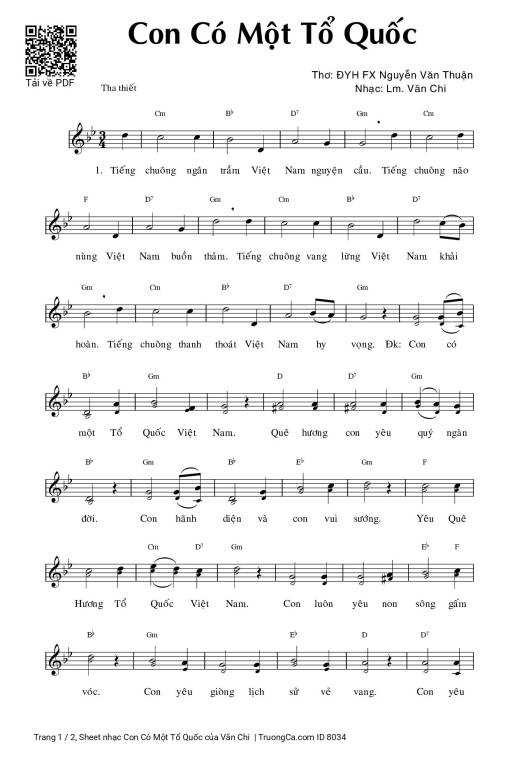 Sheet PDF of Con Có Một Tổ Quốc