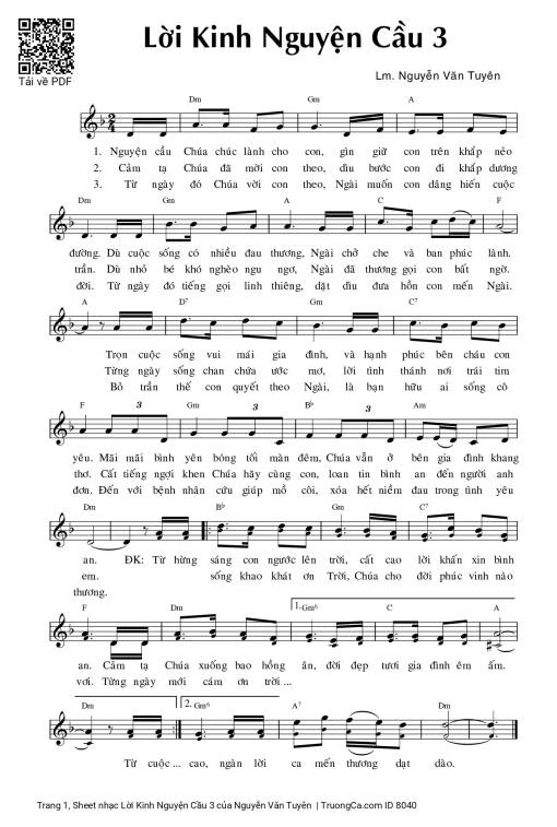 Sheet PDF of Lời Kinh Nguyện Cầu 3