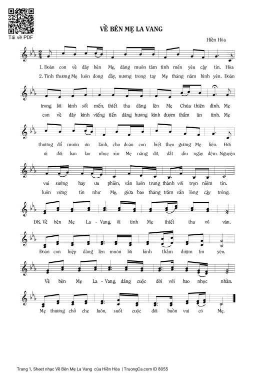 Sheet PDF of Về Bên Mẹ La Vang 